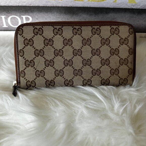 Authentic Gucci GG Logo Monogram Canvas/Leather Zippy Continental Wallet - Picture 9 of 13